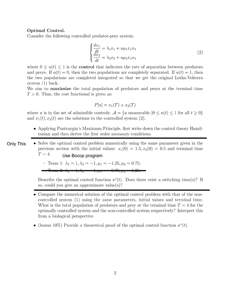 Optimal Control Consider the following controlled | Chegg.com