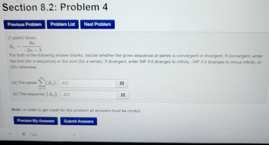 Solved Section 8.2: Problem 4 Previous Problem Problem List | Chegg.com