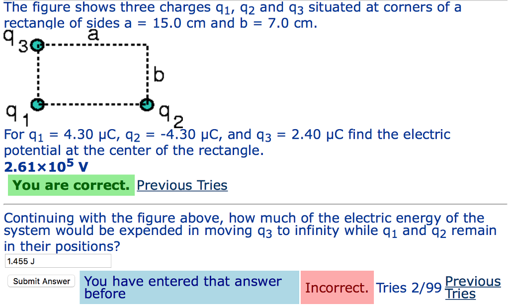 Solved The Figure Shows Three Charges Q1 Q2 And Q3 Situated 5906