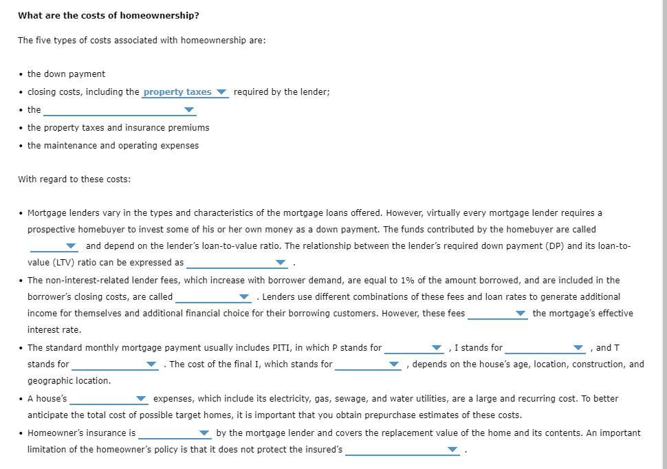 Solved points/property taxes annual interest payment/monthly