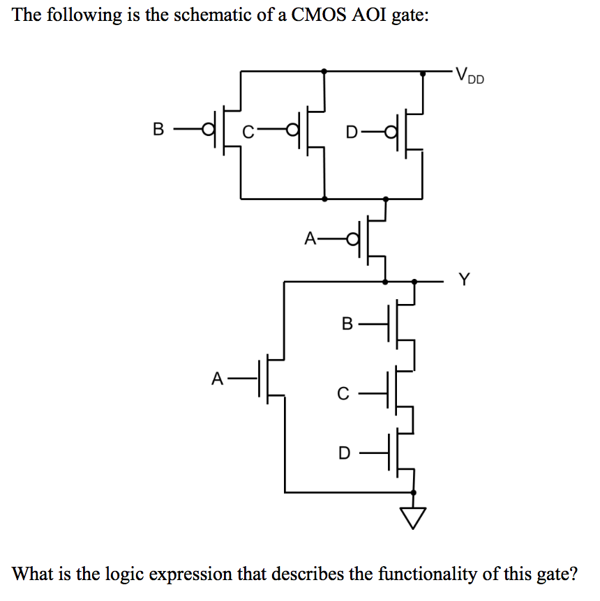 Solved The following is the schematic of a CMOS AOI gate: | Chegg.com