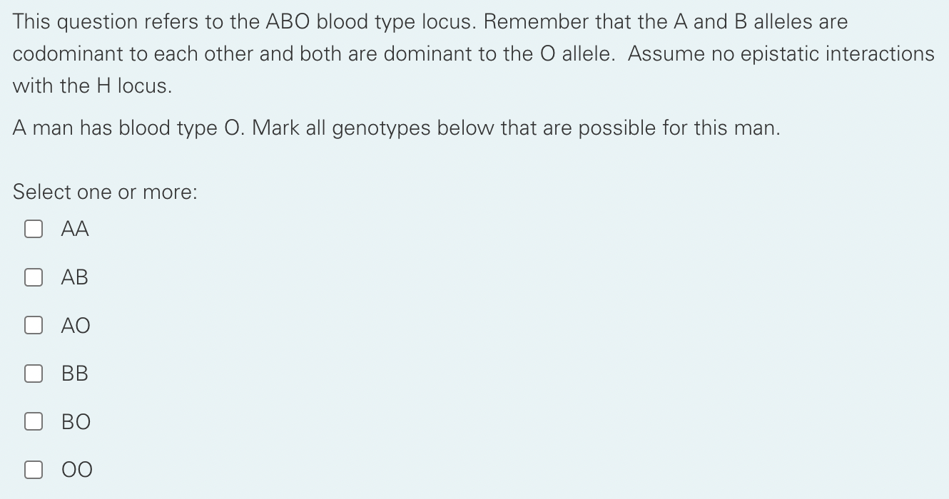 Solved This question refers to the ABO blood type locus. | Chegg.com