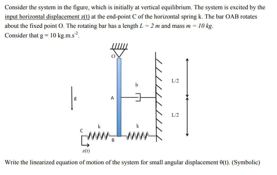 Solved Consider the system in the figure, which is initially | Chegg.com