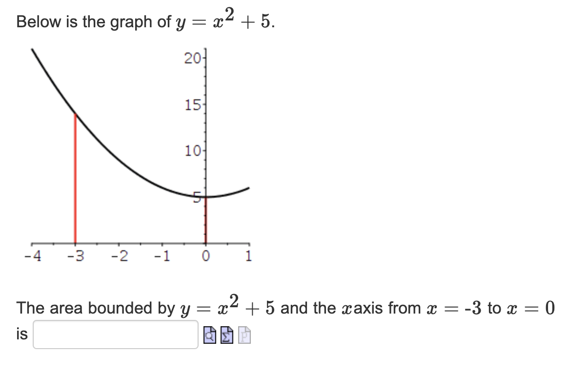 Solved Below is the graph of y=x2+5. The area bounded by | Chegg.com