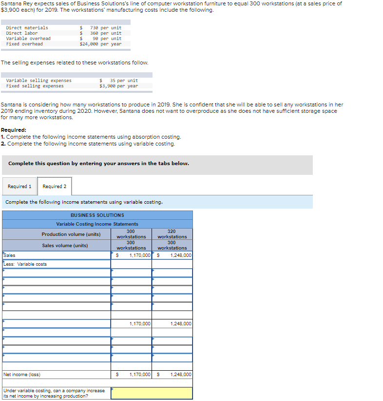 Solved Santana Rey expects sales of Business Solutions's | Chegg.com