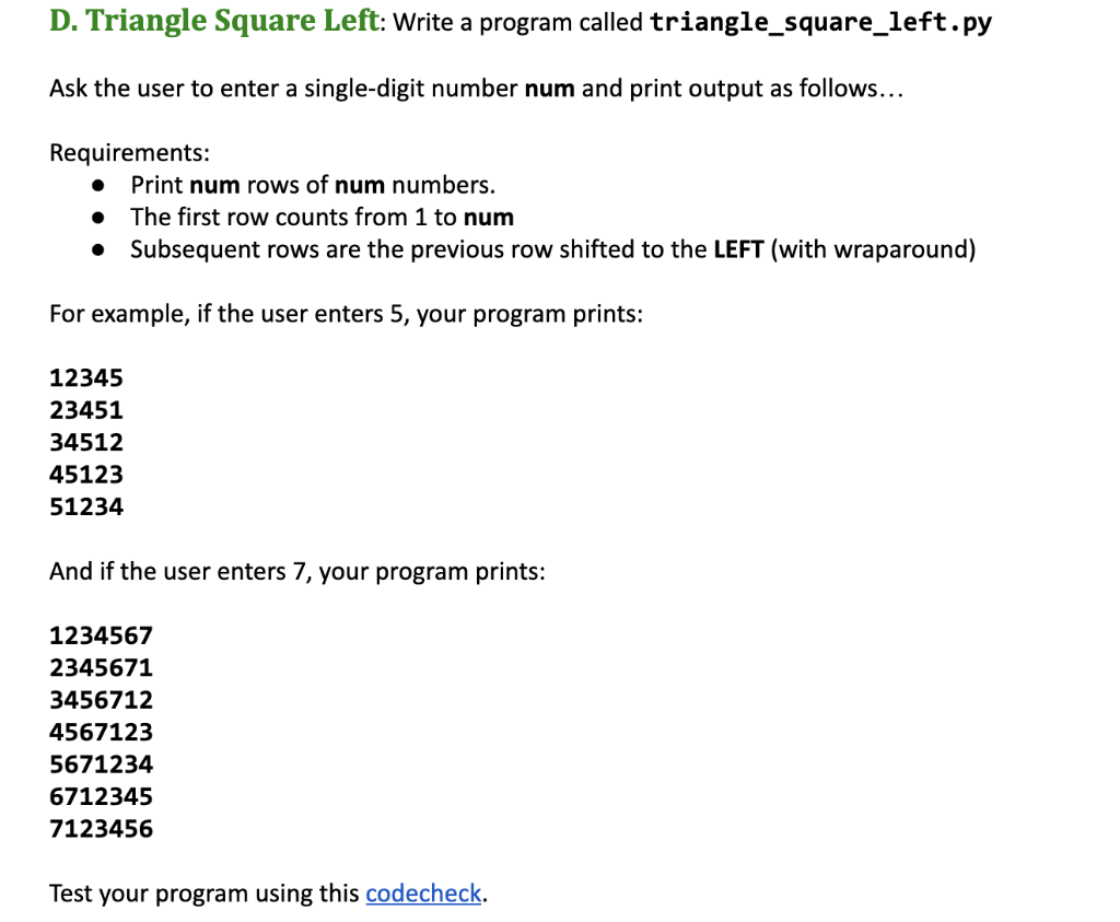 Solved D. Triangle Square Left: Write a program called | Chegg.com