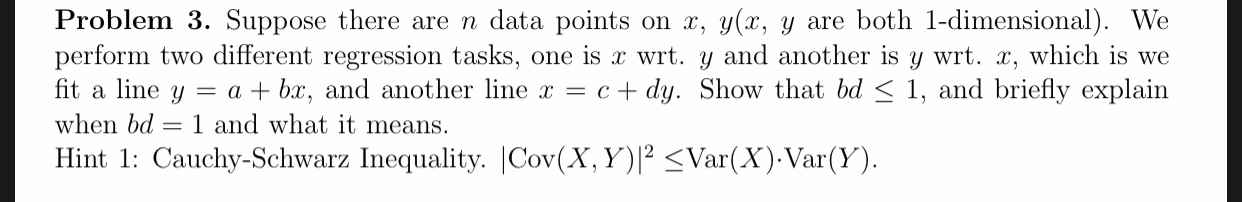 Solved Problem 3. Suppose there are n data points on x, y(x, | Chegg.com