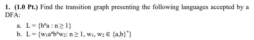 Solved 1. Find The Transition Graph Presenting The Following | Chegg.com