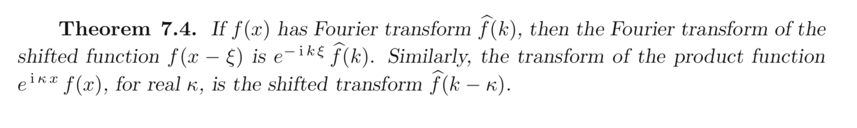 Solved Theorem 7.4. If f(x) has Fourier transform f(k), then | Chegg.com