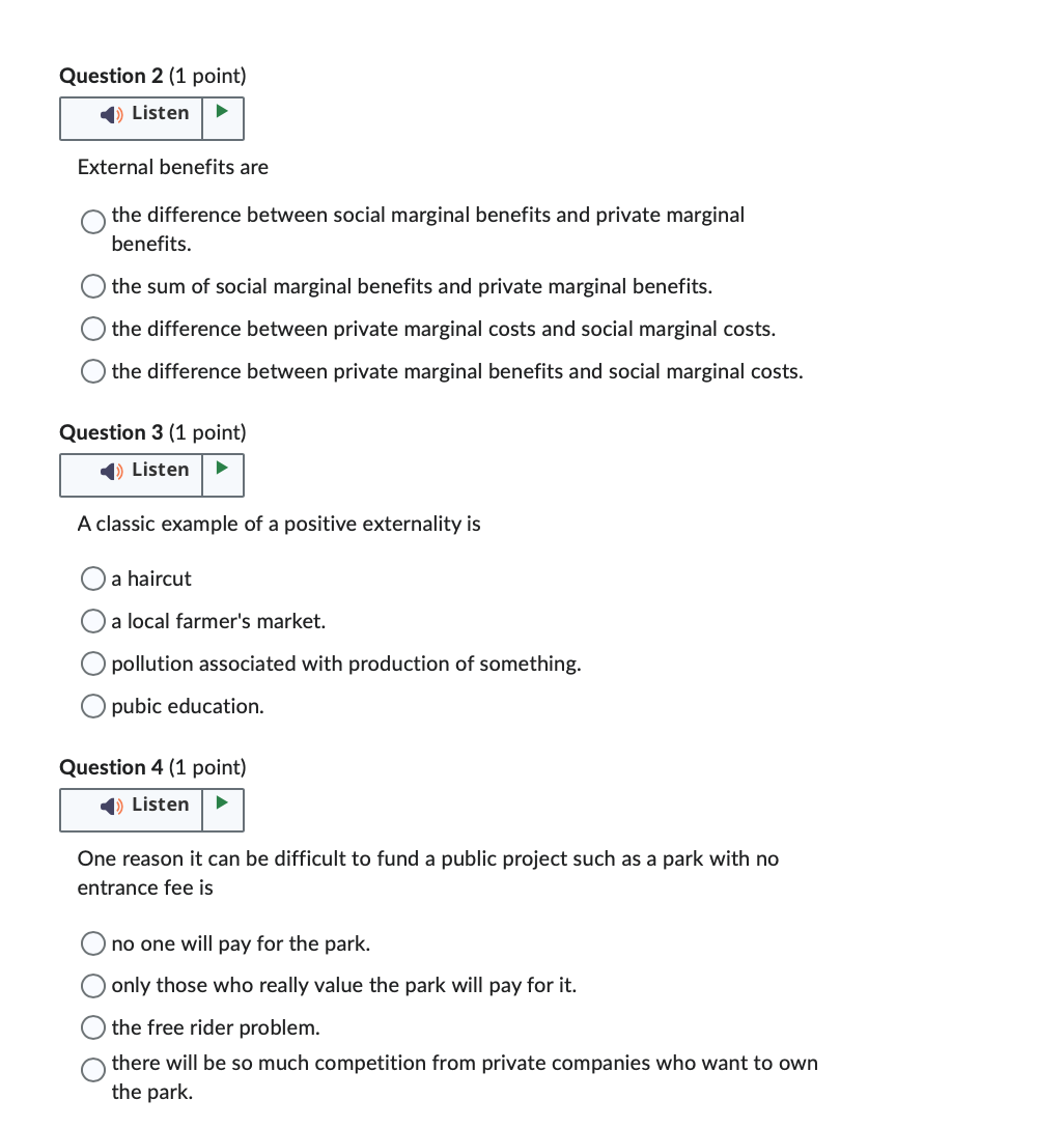 Solved External benefits are the difference between social | Chegg.com