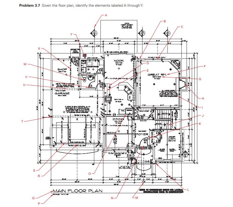 Problem 3.7 Given the floor plan, identify the | Chegg.com