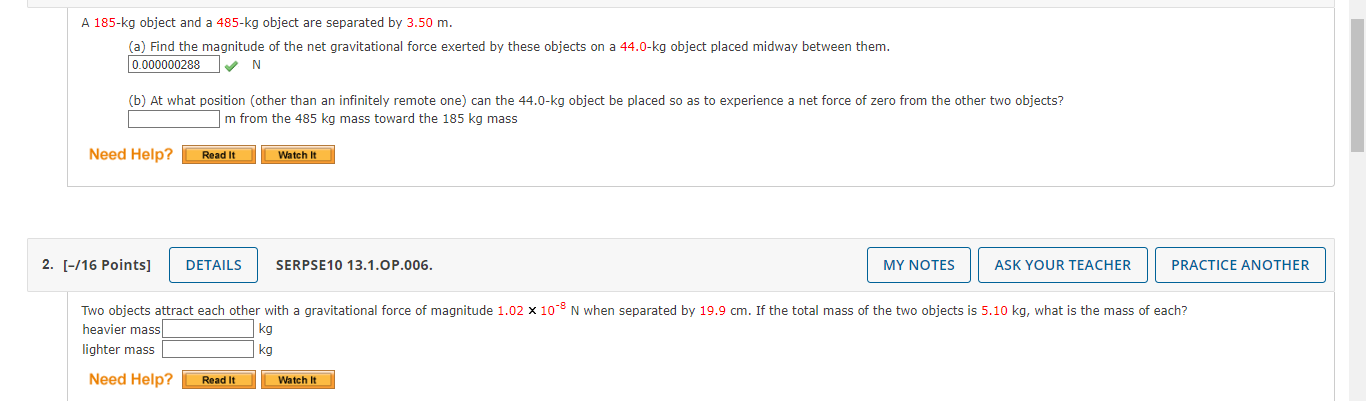 Solved A 185-kg object and a 485-kg object are separated by | Chegg.com