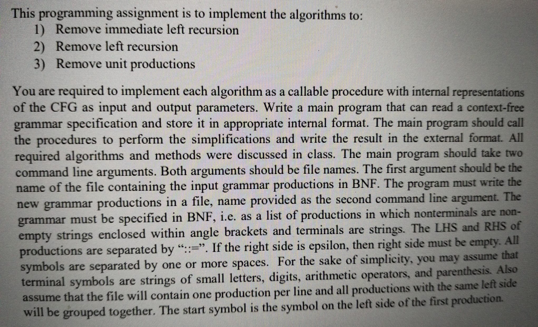 Solved This programming assignment is to implement the | Chegg.com