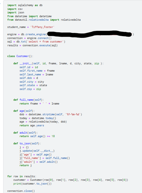 Solved Create a python class: Customer:function to create | Chegg.com