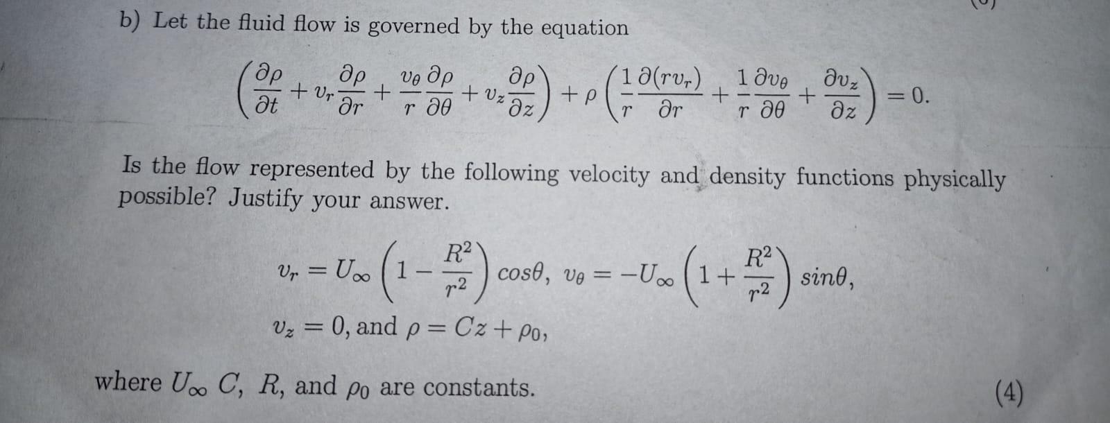 Solved b) Let the fluid flow is governed by the equation ap | Chegg.com