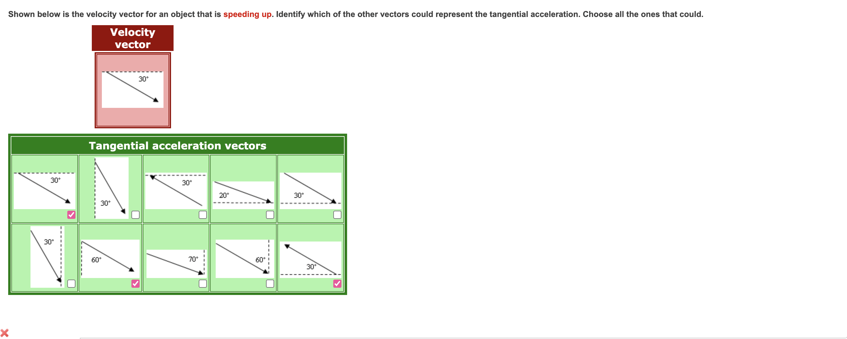 Solved Shown below is the velocity vector for an object that | Chegg.com