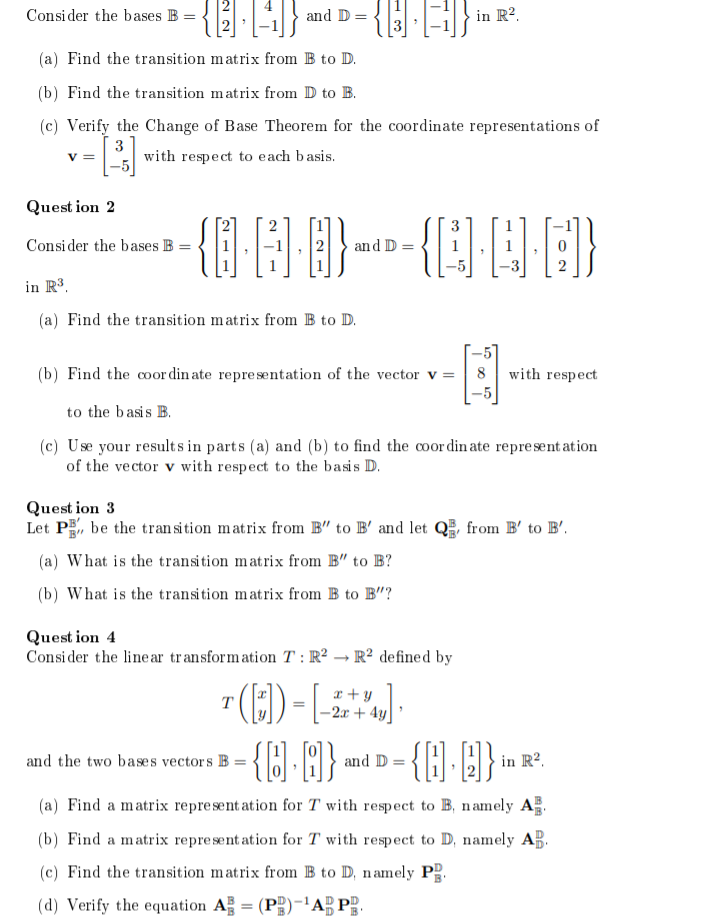 Solved Consider The Bases B= Consider The Bases B = {]-1-1} | Chegg.com