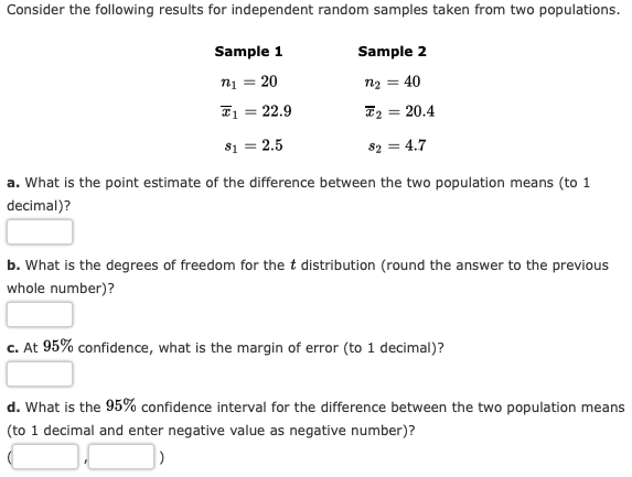 Solved Consider the following results for independent random | Chegg.com