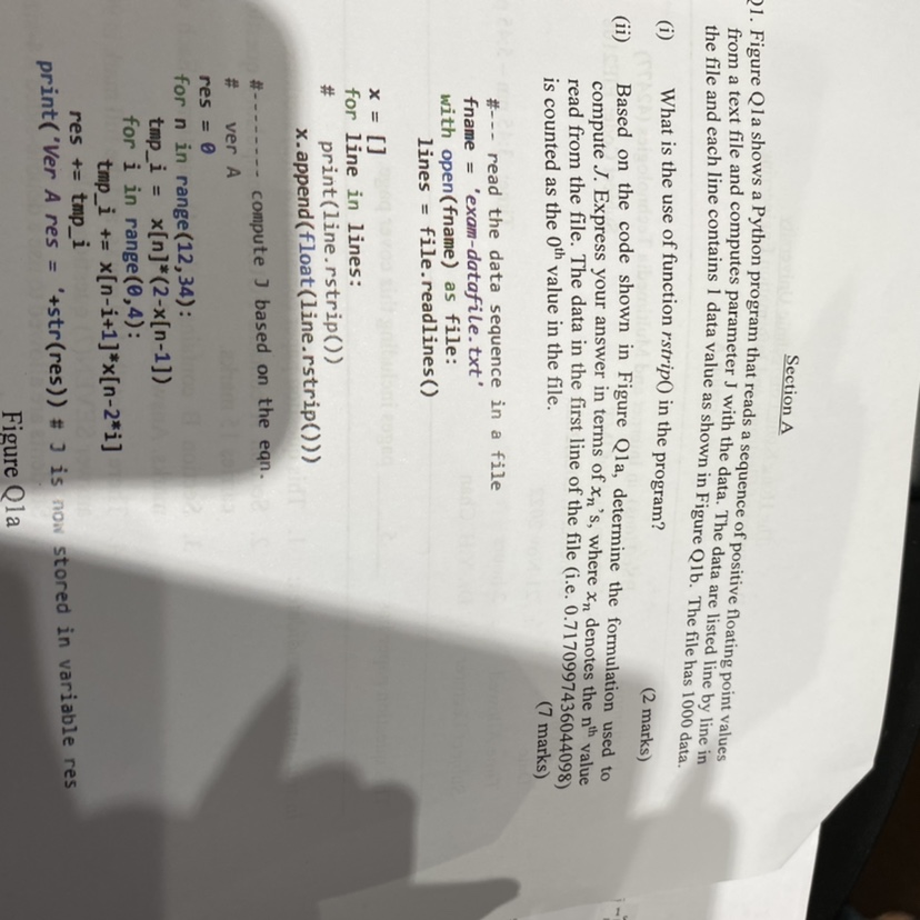 Solved Section A Figure Q1a shows a Python program that | Chegg.com