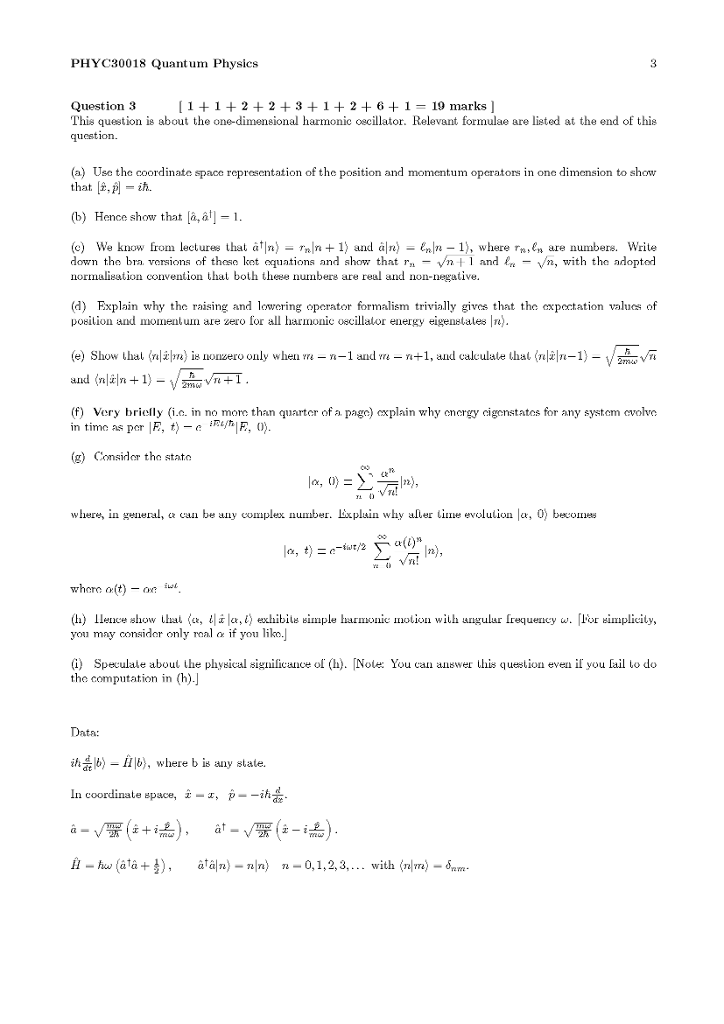 Solved PHYC30018 Quantum Physics 1+1 Question 3 This | Chegg.com