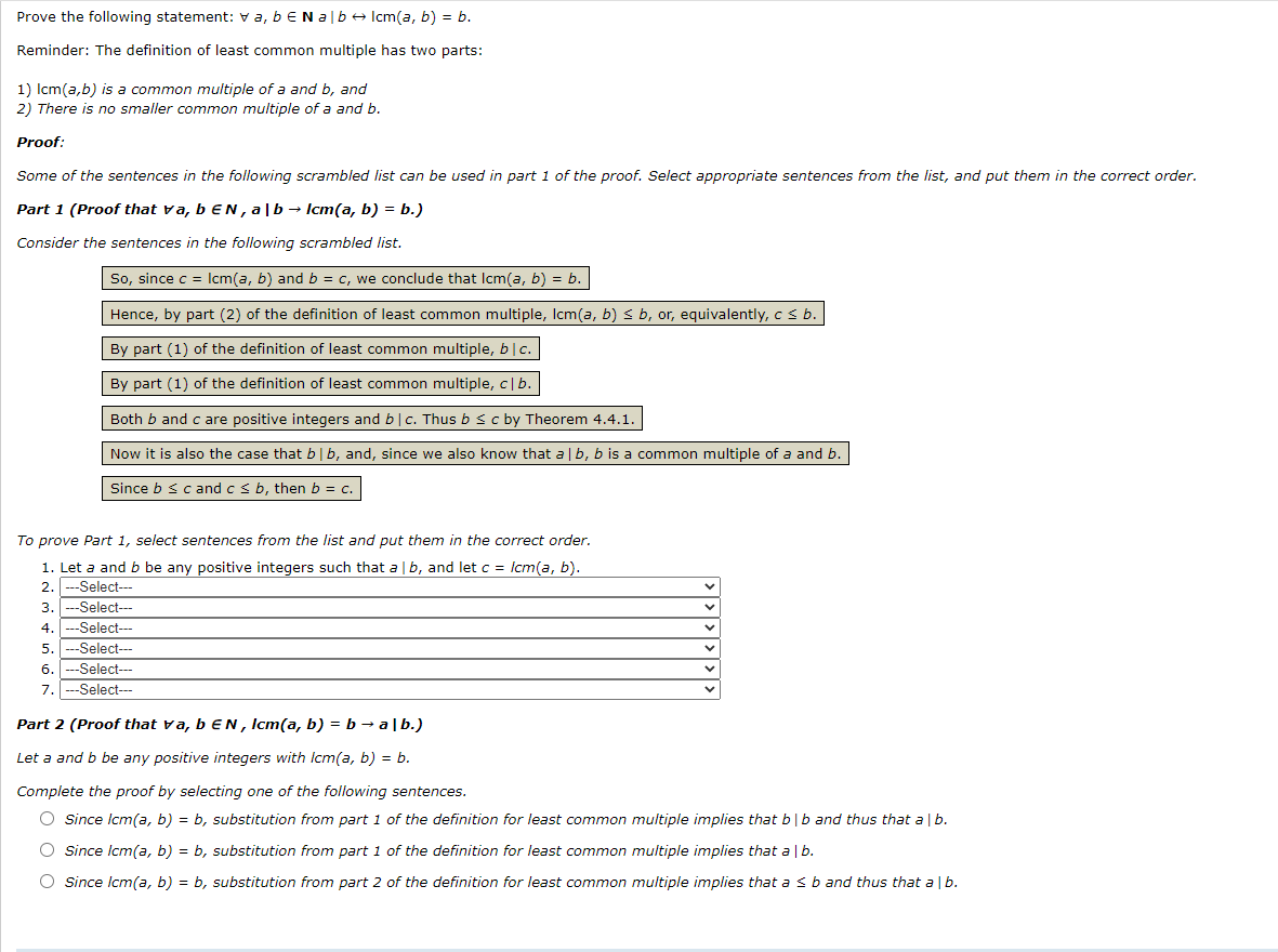 Solved Prove The Following Statement: V A, B E Nab Icm(a, B) | Chegg.com