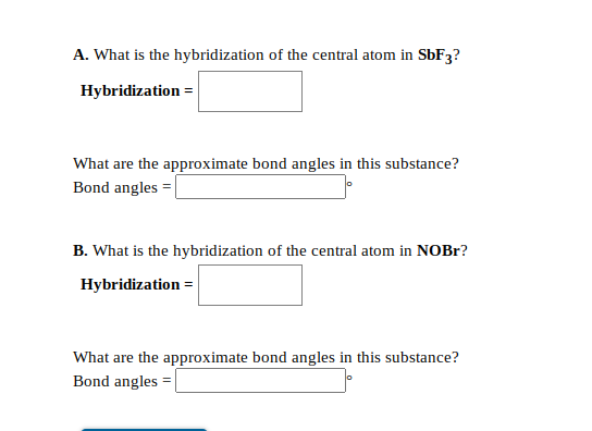 Solved A. What is the hybridization of the central atom in | Chegg.com