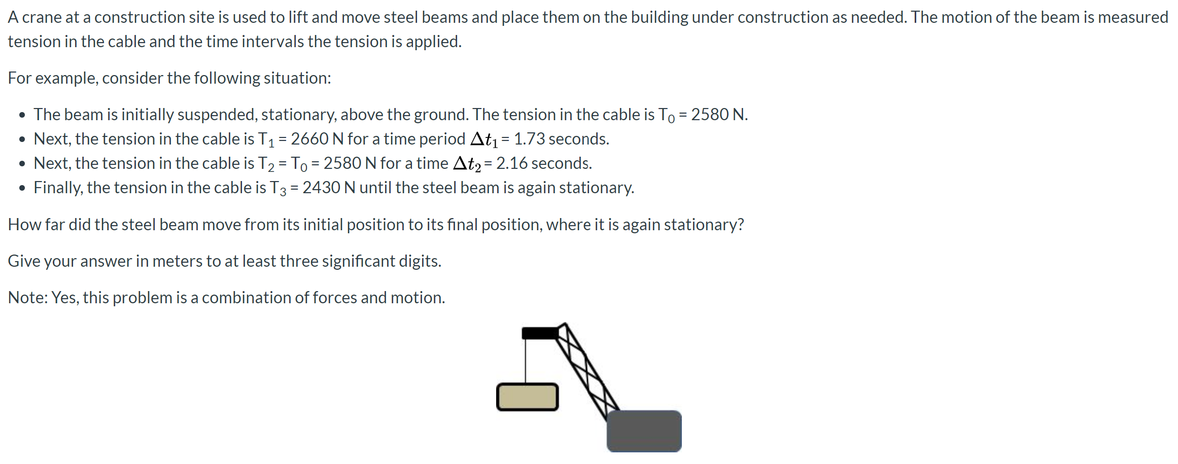 Solved A Crane At A Construction Site Is Used To Lift And Chegg Com