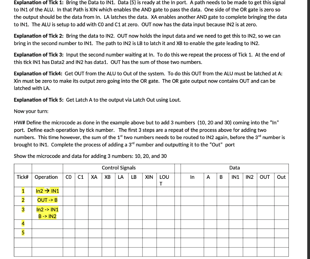 Solved Explanation of Tick 1: Bring the Data to IN1. Data | Chegg.com