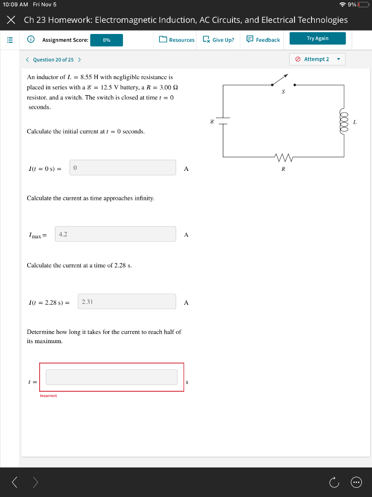 Solved 10:09 AM Fri Nov 5 9%O X Ch 23 Homework: | Chegg.com