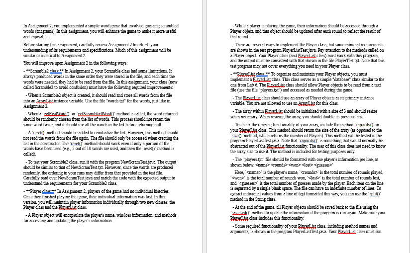 Solved In Assignment 2, you implemented a simple word game | Chegg.com