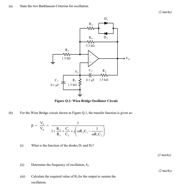 Solved (a) State the two Barkhausen Criterion for