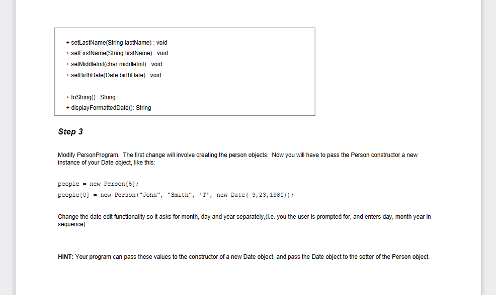 Solved n this lab you will modify the Person class so | Chegg.com