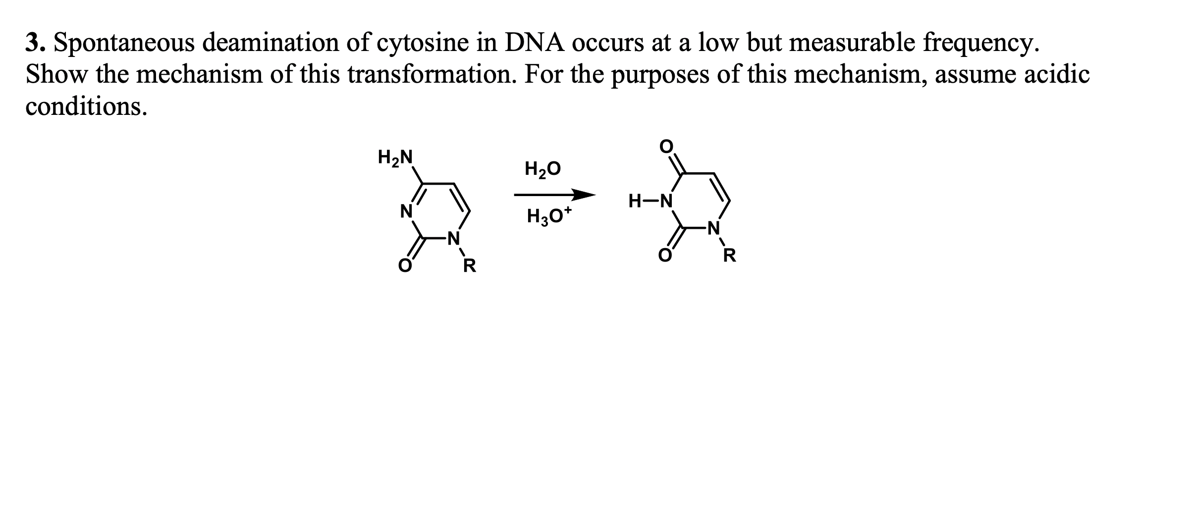 Solved 3. Spontaneous deamination of cytosine in DNA occurs | Chegg.com
