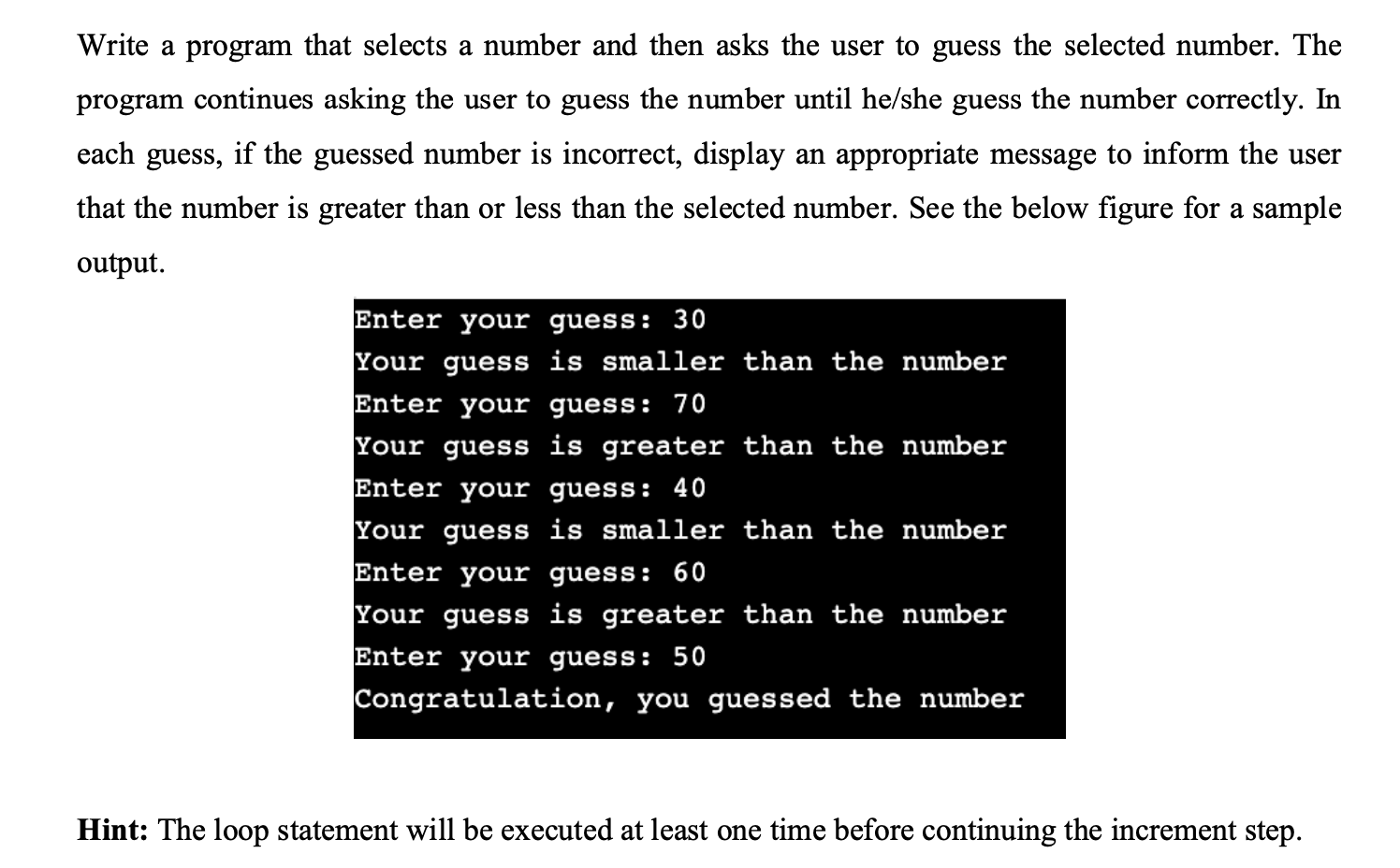 Solved Write a program that selects a number and then asks | Chegg.com