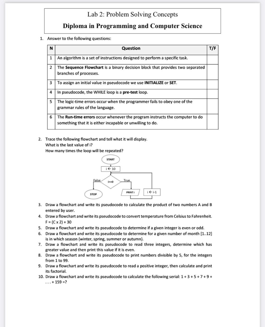 problem solving and programming concepts answer