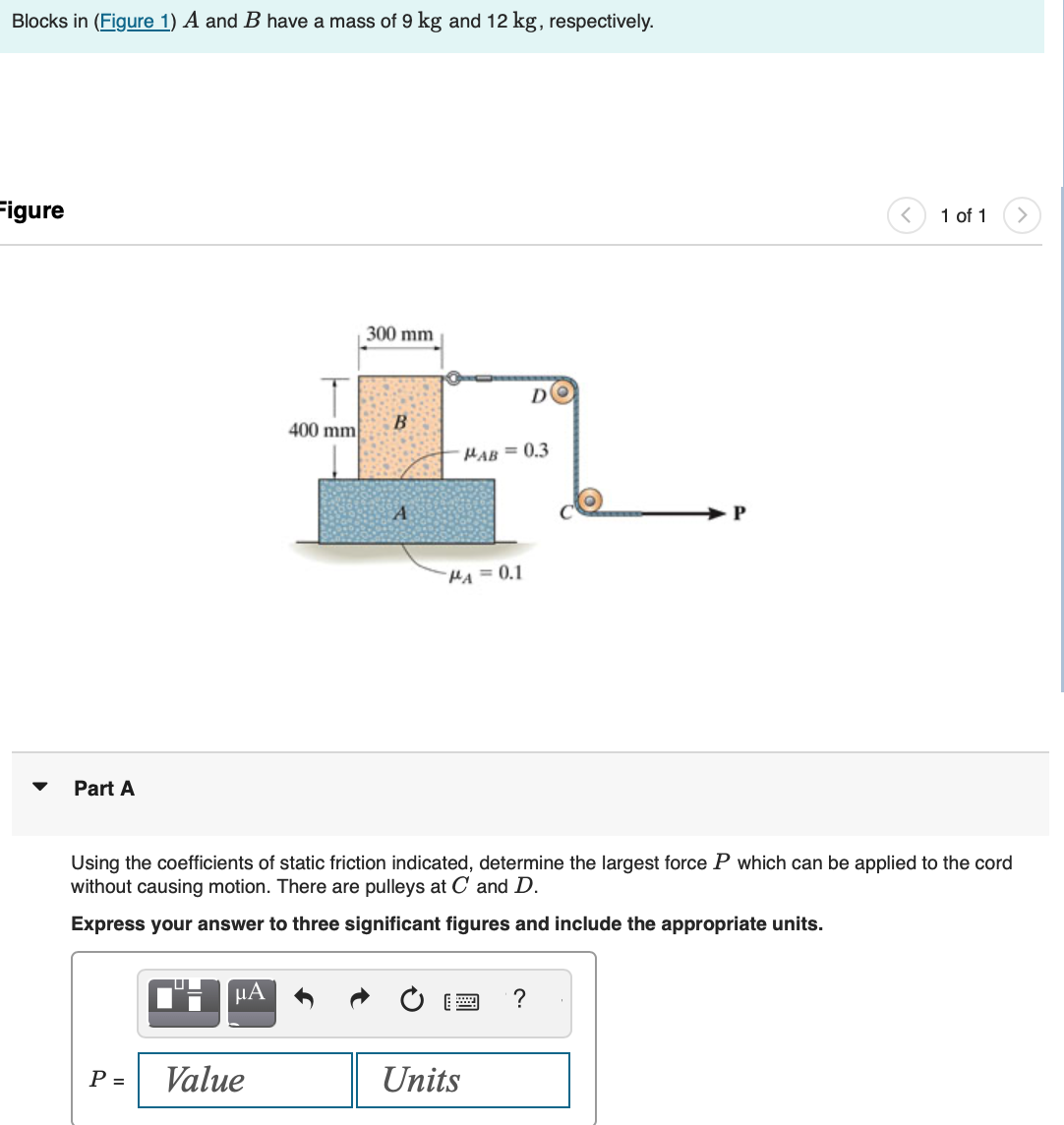 Solved Part AUsing the coefficients of static friction | Chegg.com