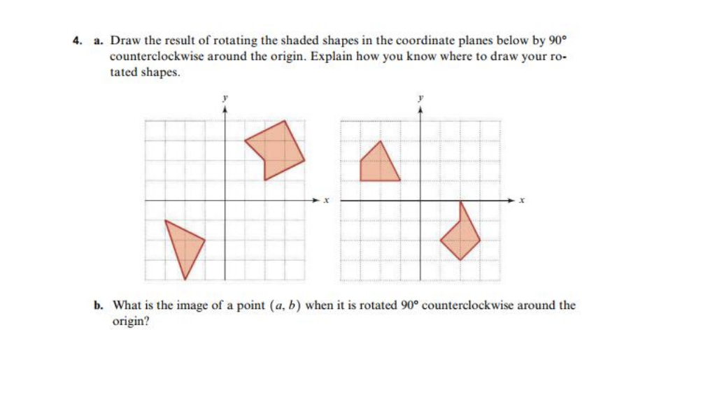 Solved 4. a. Draw the result of rotating the shaded shapes | Chegg.com