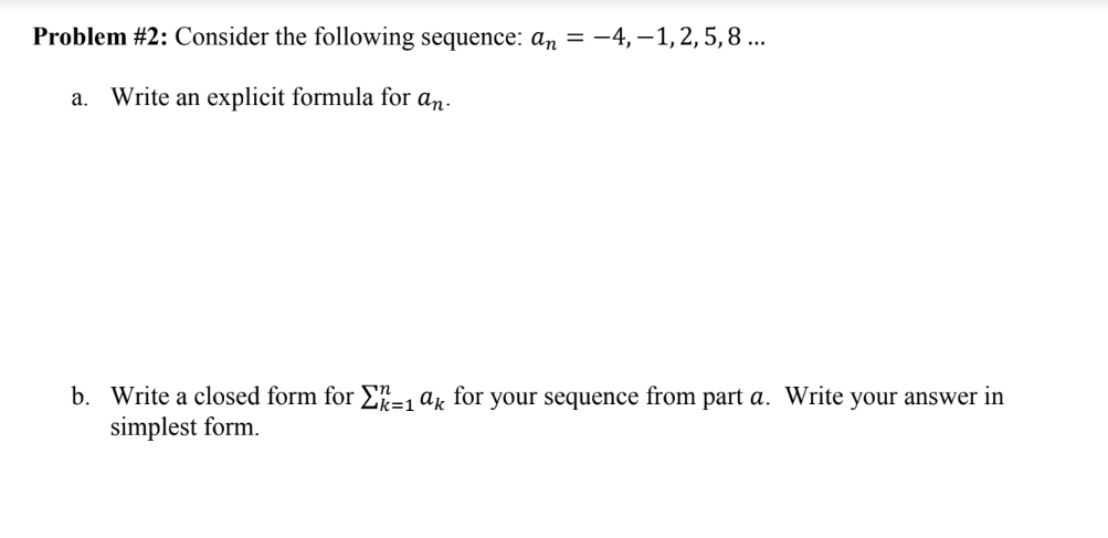 Solved Problem #2: Consider the following sequence: | Chegg.com