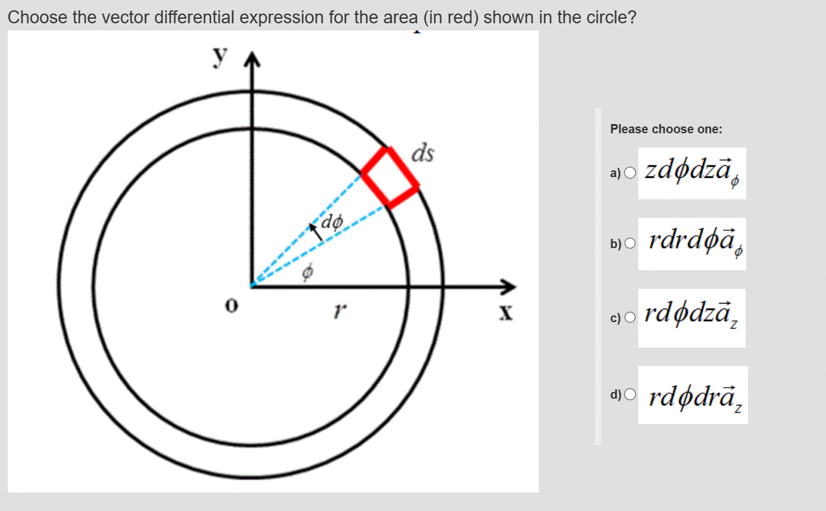 Solved Choose the vector differential length for the tiny
