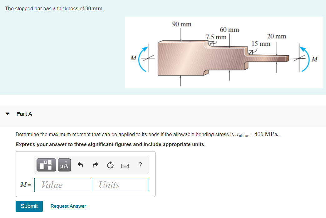 Solved The Stepped Bar Has A Thickness Of 30 Mm 90 Mm 60 Mm | Chegg.com