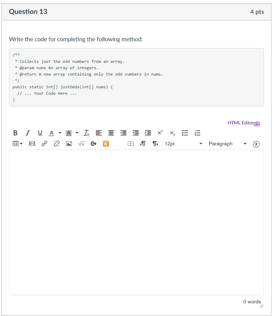 Solved Question 13 4 pts Write the code for completing the | Chegg.com