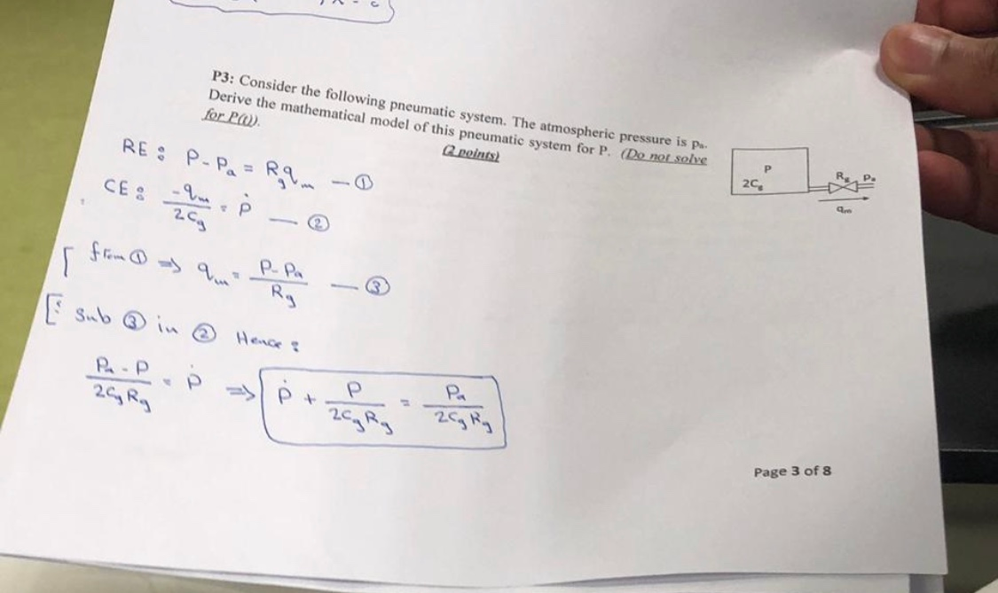 Solved P3: Consider The Following Pneumatic System. The | Chegg.com