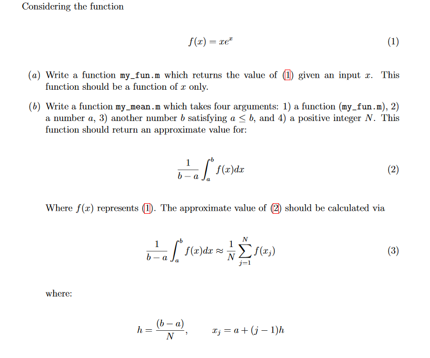 Solved Considering the function (a) Write a function | Chegg.com