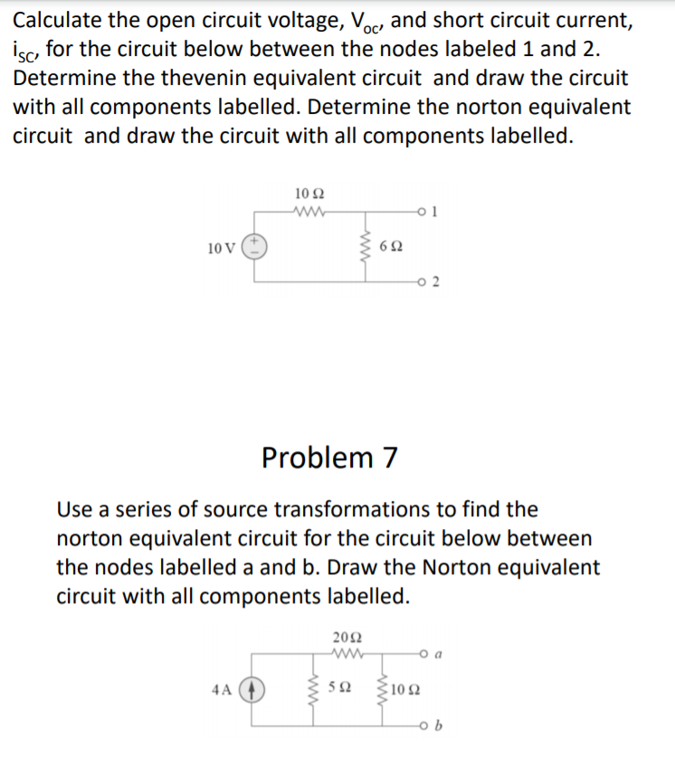 Solved Calculate The Open Circuit Voltage, Voc, And Short 