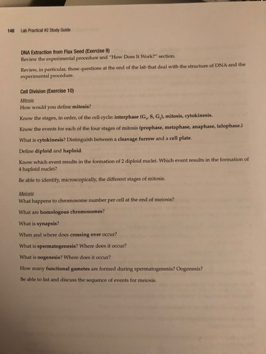 Solved 148 Lab Practical #2 Study Guide DNA Extraction from | Chegg.com
