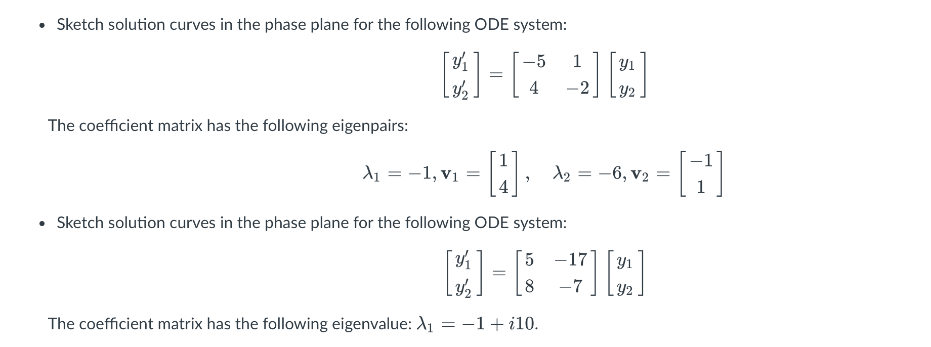 Solved - Sketch Solution Curves In The Phase Plane For The 