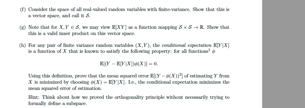 Linear Algebra/Real Analysis Topic --> Parts (f-h) | Chegg.com