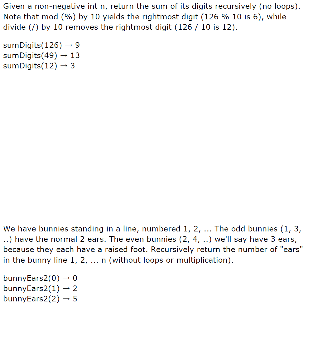 Solved Given A Non Negative Int N Return The Sum Of Its Chegg Com