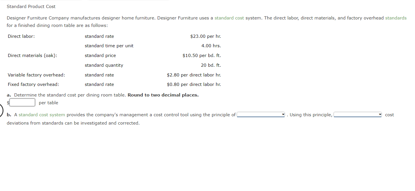 Solved Designer Furniture Company manufactures designer home