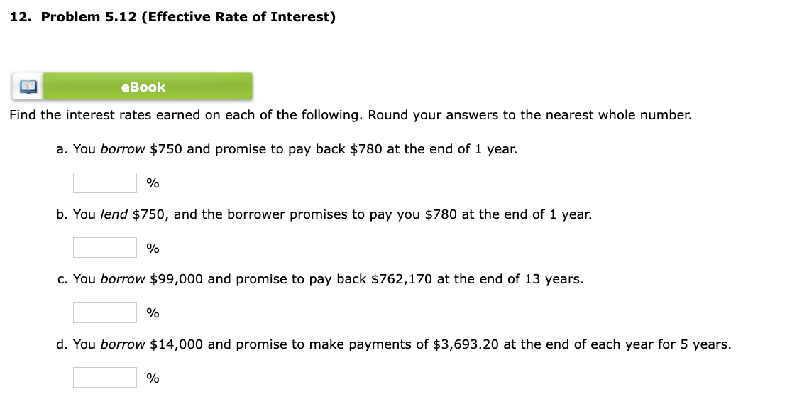 Solved 12. Problem 5.12 (Effective Rate of Interest) Find | Chegg.com